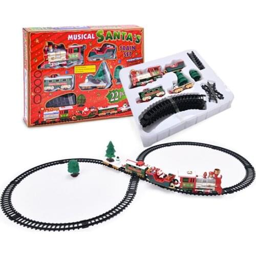 2020New Christmas Electric Rail Car Train Toy Childrens Electric Toy Railway Train Set Racing Road Transportation Building Toys