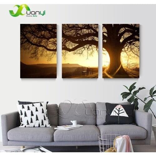 3 Panel Tree Landscape Painting Sunset Landscape Canvas Picture Wall Art Prints Home Cuadros Decoration For Living Room Unframed