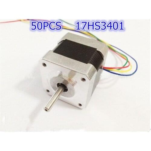 50pcs / lots 17HS3401 4-lead Nema 17 Stepper Motor 42 motor 42BYGH 1.3A CE ROSH ISO CNC Laser Grind Foam Plasma Cut