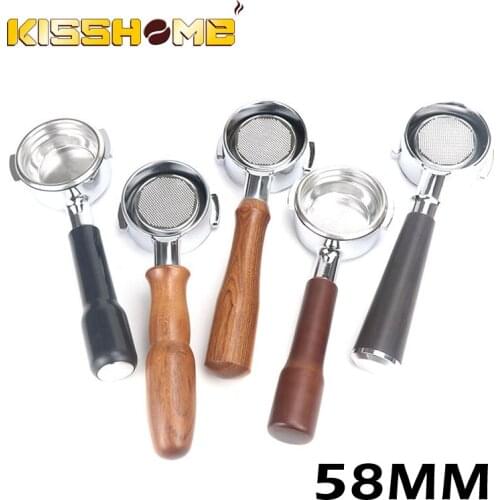 58MM Coffee Bottomless Portafilter Bottomless Filter Holder Portafilter for Expobar Wooden Handle Coffee Accessory E61 Universal