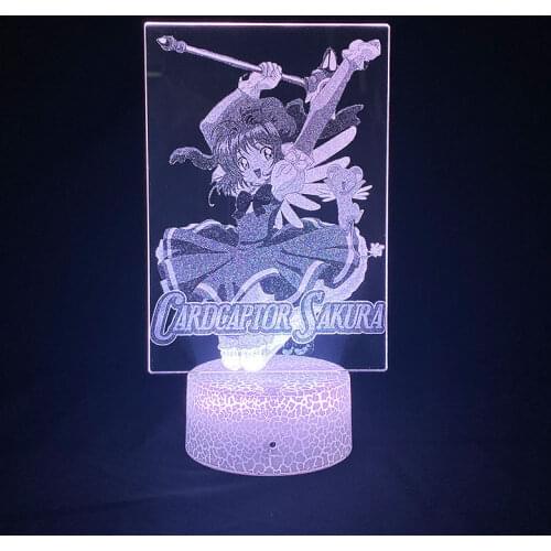 Anime Card Captor SAKURA Acrylic Table Lamp for Home Room Decor Light Cool Kid Child Gift KINOMOTO SAKURA Figure Night Lights