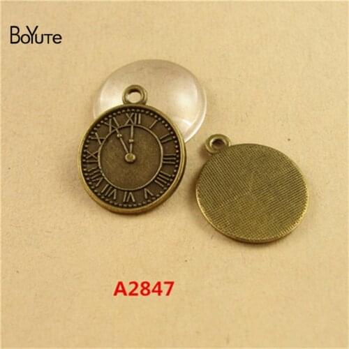 BoYuTe (50 Pieces/Lot) 17MM Zinc Alloy Antique Bronze Clock Diy Charms Pendants Jewelry Findings for Fashion Bracelet Necklace