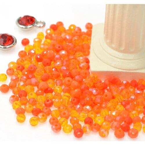 Orange Shining Red Multicolor Rondelle Austria Faceted Crystal Glass Beads Loose Spacer Round Beads for DIY Jewelry Making