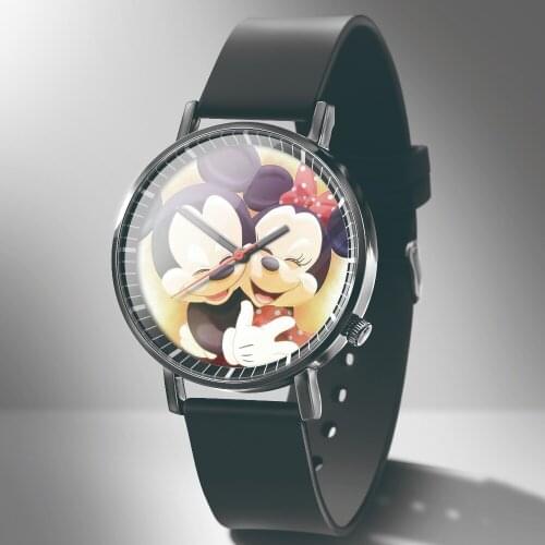 Relogio Montre New Fashion Mickey Kids Watch Reloj Black Leather Ultra-Thin Women Dress Bear Quartz Watches Holiday Gift Часы