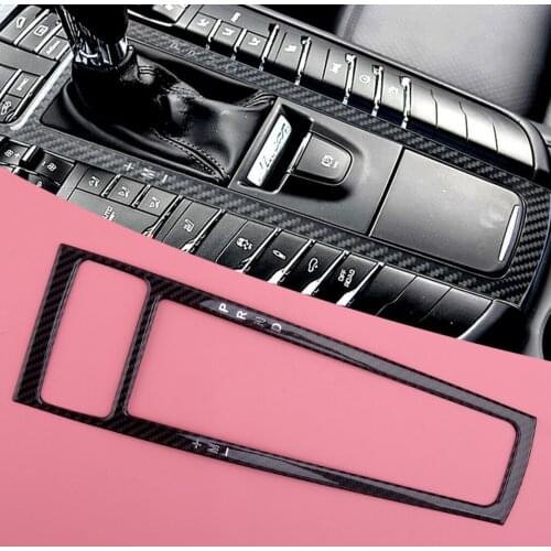 Gear Shift Panel Decoration Trim Cover Frame Car Carbon Fiber Fit For Porsche Cayenne Macan 2014 2015 2016 2017 2018 2019