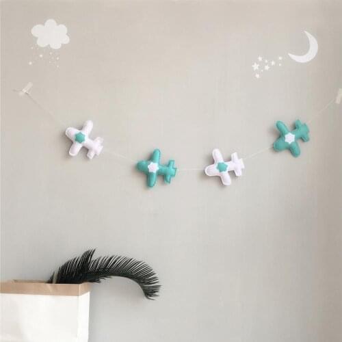 Kids Room Tents Hanging Decoration Felt Airplane Garland Banner INS Baby Bed Hanging Ornaments Nursery Decor Photography Props
