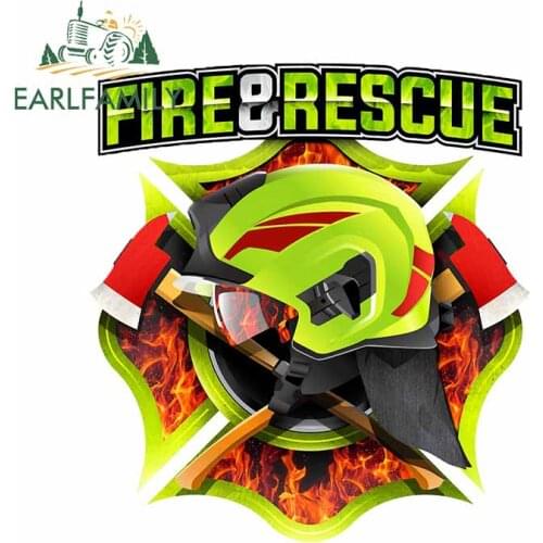 EARLFAMILY 13cm For Fire Rescue Personality Car Sticker Interesting Decal Waterproof Scratch-Proof Decals Sunscreen Decoration