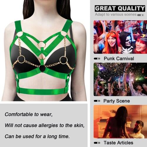 Erotic Lingerie Metal Chain Accessories Hollow Bra Festival Clothing Gothic Style Garters Pole Dance Elastic Bondage Rave Outfit