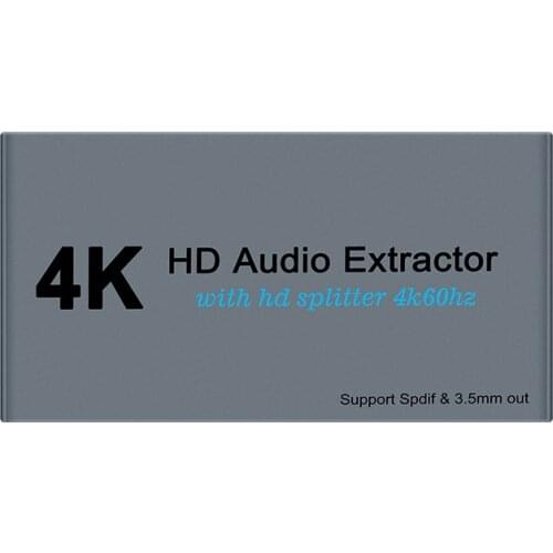 HD Audio Extractor Splitter 1X2 4K 60HZ with HD and 3.5mm Stereo Audio Converter Adapter for TV PS4 Laptop