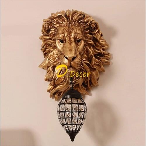 Crystal Wall Lights French Luxury Lion Animal Shade Led Wall Lamp Home Decor Kitchen Wall Light Indoor Lighting Wall Sconce Lamp