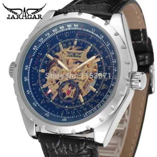 JAG8057M3S2 new best price Winner Automatic men skeleton black wristwatch black leather strap free shipping with gift box