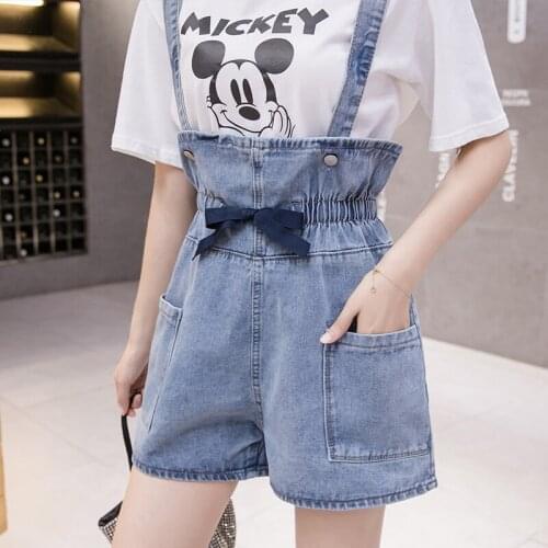 Overalls Strap Denim Plus Size 5Xl Large Fashion Zevity Basic High Waist Summer WomenS Casual Cycling Clothing Shorts 2021