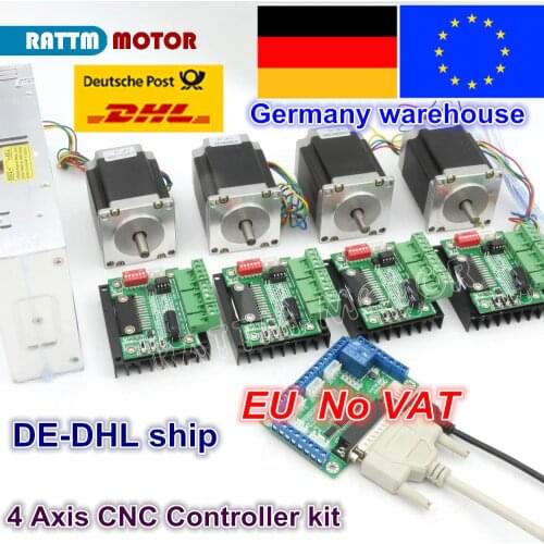 RU Ship 4 Axis CNC Router Kit 4pcs 1 axis TB6560 driver & interface board & 4 Nema23 270Oz-in stepper motor & 350W Power supply