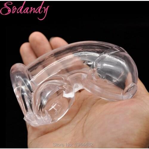 SODANDY Male Chastity Device Clear Penis Sleeve Condom Chastity Belt Men Cock Cage Restraints Cockrings Adjustable Penis Cover
