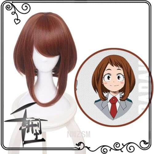 Ochako Uraraka Wig My Hero Academia Cosplay Wig Synthetic Red Short Anime My Hero Academia Cosplay Ochaco Uraraka