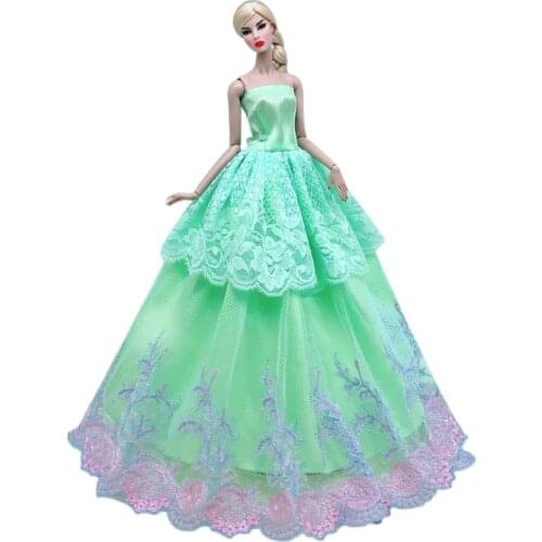 1/6 BJD Clothes Green Floral Lace Doll Dress For Barbie Accessories Outfits Princess Wedding Party Gown Kids 11.5" Dollhouse Toy