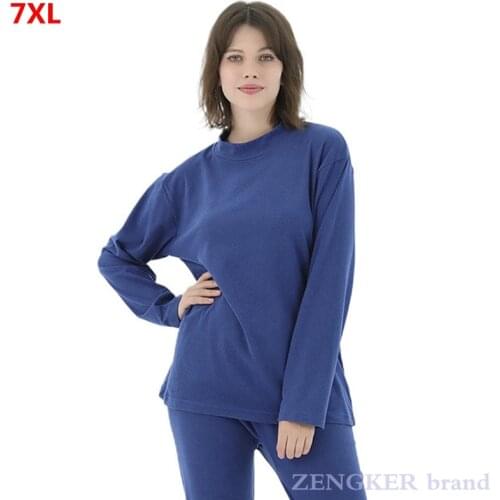 Autumn winter double-sided fleece Sleep Lounge plus size long-sleeved thermal underwear suit big size Pajama Sets 5XL 6XL 7XL