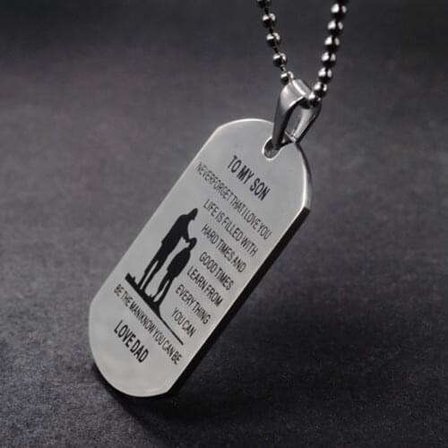 To My Son Daughter Necklaces I Want You To Believe Love Dad Mom Pendant Family Necklace Stainless Steel Jewelry Dog Tags Pendant