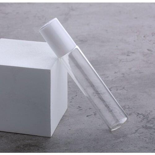 100Pcs/Lot 10ml Transparent Glass Bottle Essential Oil Bottle Roll-on Bottles Plastic Lid Mini Refillable Perfume Vials
