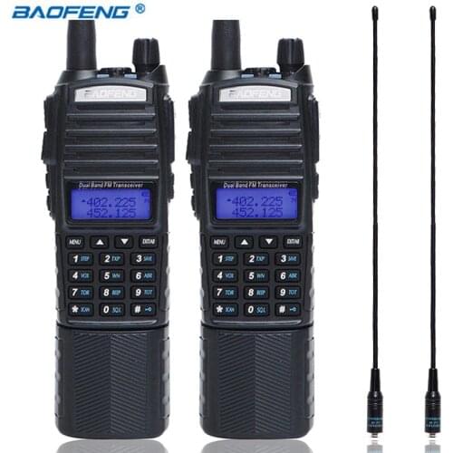 2PCS Baofeng UV-82 Walkie Talkie 5W 3800mAh Battery Dual PTT 137-174/400-520MHz UV 82 Ham Amateur Portable add 2 NA-771 antenna