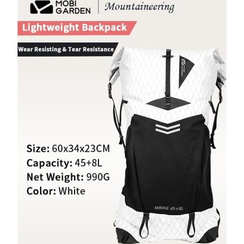 MOBI GARDEN X-PAC Camping Backpack 45+8L Aluminium Alloy External Frame Mountaineering Waterproof Climbing Bag Outdoor Hiking
