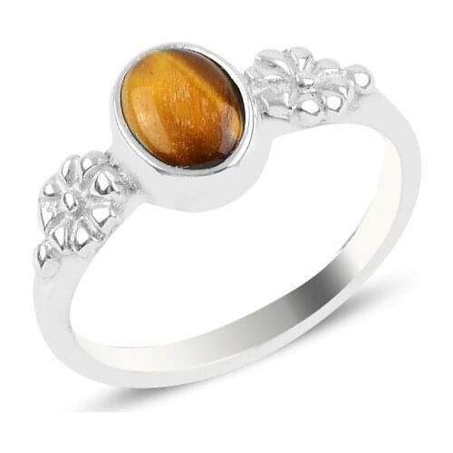 Silverlina Silver Tiger Eye Engagement Ring