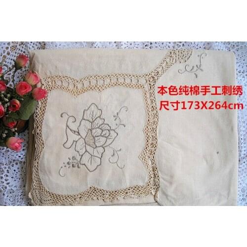 Special price cotton table cloth embroidered hand made bed cover American garden table cloth 173x264cm clean