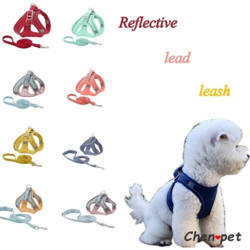 Reflective Cat Dog Adjustable Vest Walk Out Lead Leash for Puppy Dogs Collar Polyester Mesh Harness for Small Medium Dog Cat Pet
