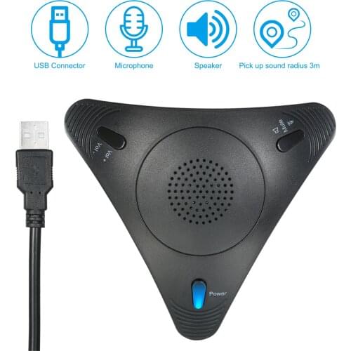 USB Conference Computer Microphone VOIP Omnidirectional Desktop Wired Microphone Built-in Speaker Volume Control Mute Function