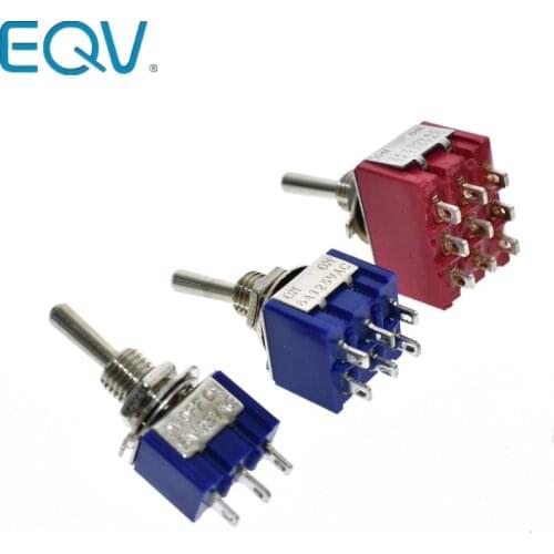 ON-OFF-ON 3 6 9 Pin 3 6 9 Position Mini Latching Toggle Switch 6A 3A MTS-103 MTS-203 MTS-303