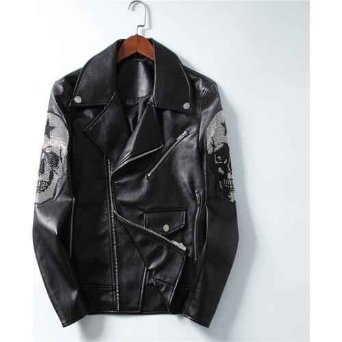 High-quality PU new leather jacket with skulls fashionable European and American trend motorcycle personalized coat