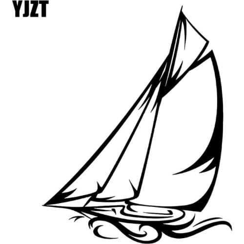YJZT 13.7M*17.1CM Ship Boat Sailboat Ocean Car Stickers Vinyl Decal Bumper Decor Black/Silver C31-0248
