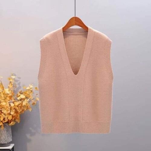 2021 spring and autumn temperament new Korean knit waistcoat loose wild pullover sleeveless v-neck solid color sweater women