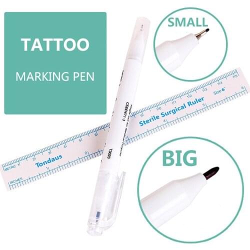 1pc Tattoo Skin Marker Piercing Marking Pen for Eyebrow Tattoo Scribe Tool Supply Surgical Double Head Point Marking 1mm 0.5 mm