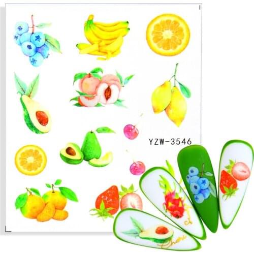 1 Sheet Water Nail Stickers Strawberry Ice Cream Fruit Nail Sticker Sweet Cake Drinking Butterfly Flower Water Decal