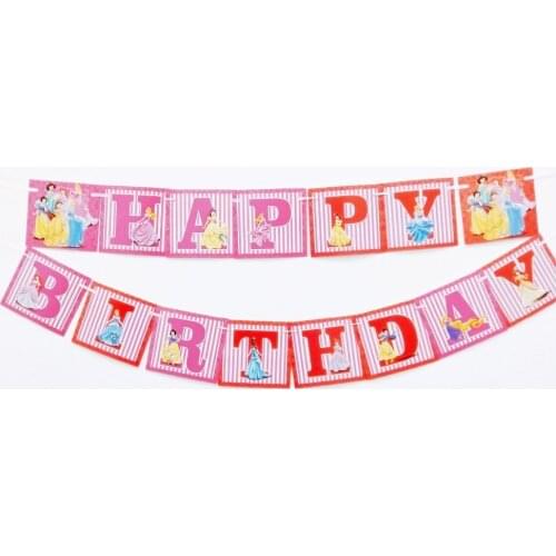 1pc/set Kids Birthday Party Supplies Princess Party Pennant Bunting Birthday Decorations Flag Banners Girls Event Party Supplies