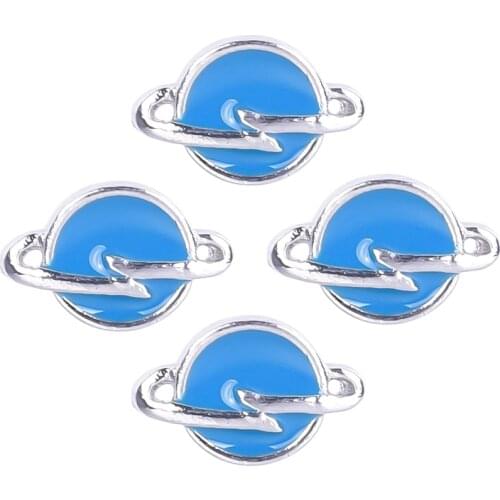 20Pcs/lot Enamel Planet Shaped Floating Charms Making Universe Pendant Earrings Bracelet Jewelry Handcraft