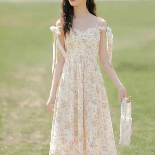 2021 Summer Elegant Casual Womens Dresses Party Midi Vintage Folral Dress Females Design Bandage Sleeveless Korean Style Chic