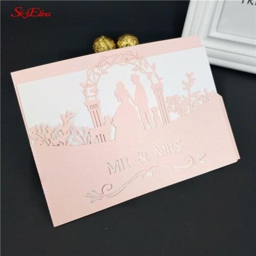 30Pcs Laser Cut Invitations Card 12x18cm Romantic Wedding Bride And Groom Marriage Party Cards Event Supplies 6Z-SH070