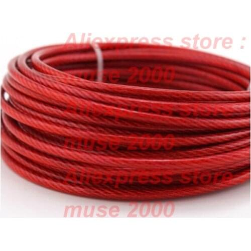 304 steel rope 2 3 4 mm red color plastic PVC coated steel rope stranded wire twist clothes line hanging drying hooking