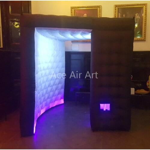 Free shipping 2.4m LED inflatable curved photo booth,Sector photo station,led Photo pod with spotlights for Chile