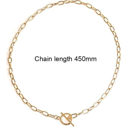 Colar do colar do pendente do fechamento da moeda de aço, presente longo da joia do colar da corrente transversal do ouro de aço