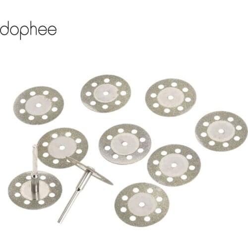 Dophee Dremel Accessories 30mm Diamond Circular Saw Blades Cutting Discs Cutter Wheel for Cutting +Mandrel for Rotary Tool 10PCS