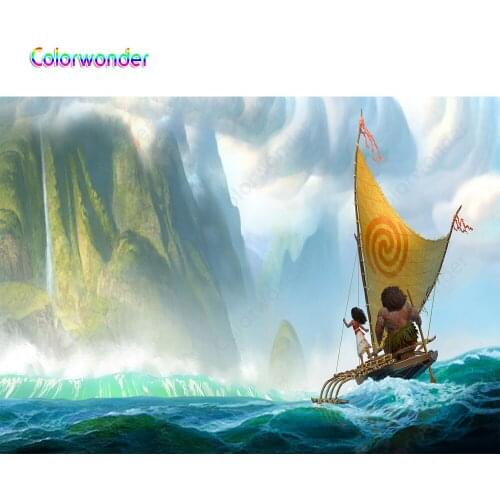 Colorwonder Photography Background Princess Moana 7x5 Maui with Boat Ocean View Backdrop for Baby Shower Birthday Party Decor