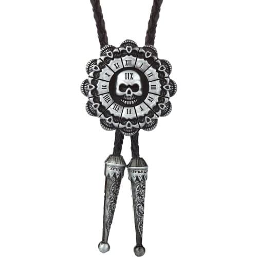 Ghost head poker personality bolo tie metal custom leather collar rope unisex suit accessories