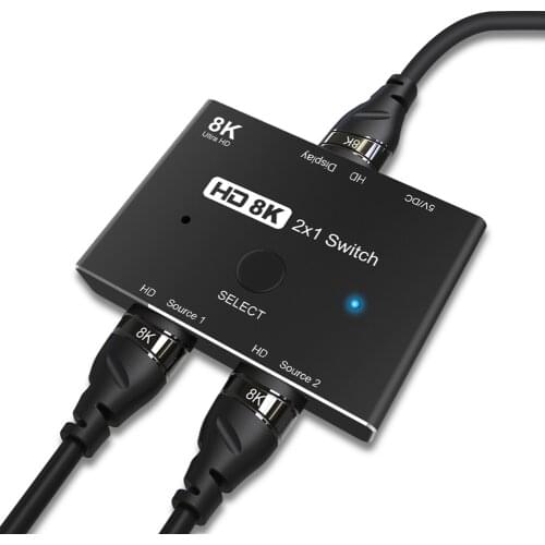 HDMI-Compatible 2.1 Switcher 2 in 1 out 8K@60Hz 4K@120Hz Ultra HD KVM Switcher 2x1 Adapter for PS4/5 TV Box HDTV Xbox Projector