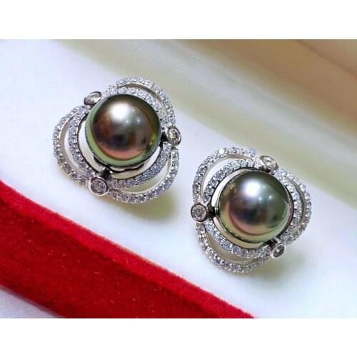 HENGSHENG 9-10mm Tahiti Seiko Silver Concealer Pearl Light Magic Color Pearl Ear Stud