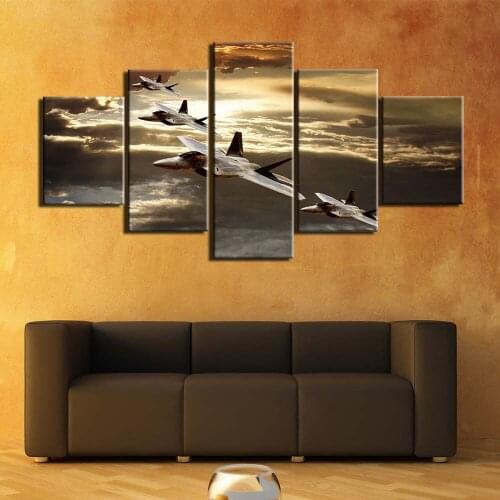 Canvas Painting Wall Art Frame Printed Pictures 5 Panel Poster Aircraft Photo For Living Room Decor