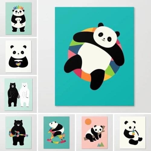 Prints Painting Panda Poster Modular Cartoons Pictures Canvas Wall Fresh Home Decor Modern Bedside Background No Frame Artwork