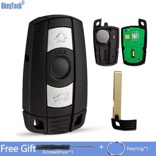 OkeyTech 3 Buttons Remote Control Car Key For BMW CAS3 System 1/3/5/7 Series CAS3 X5 X6 Z4 315/434/315LP Mhz ID46 PCF7945 Chip